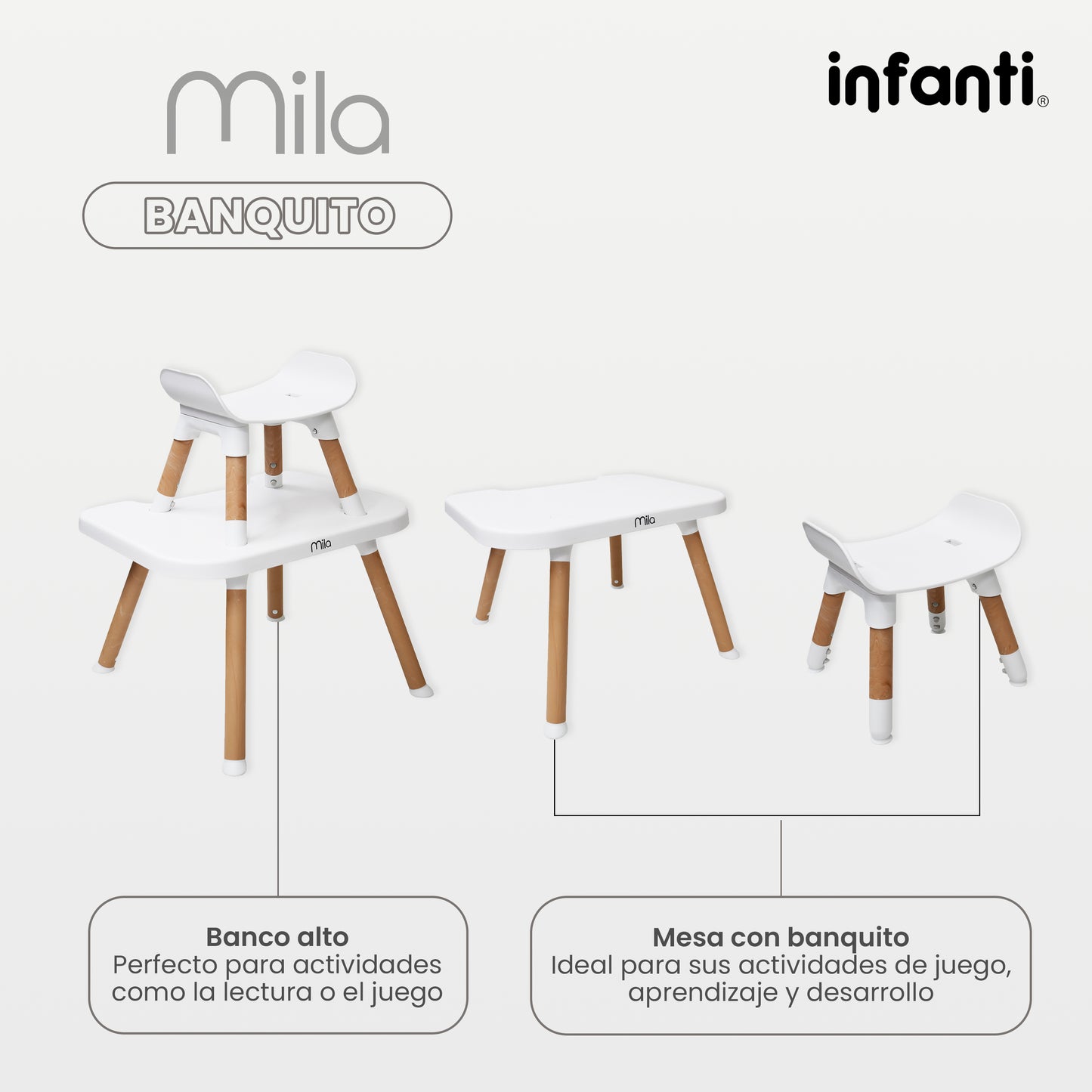 Silla Alta Lifestyle by Infanti Mila 6 en 1 Color Beige