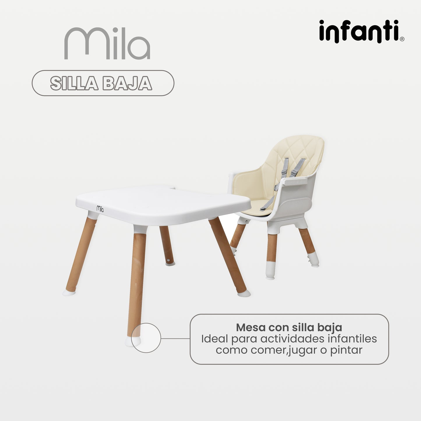 Silla Alta Lifestyle by Infanti Mila 6 en 1 Color Beige
