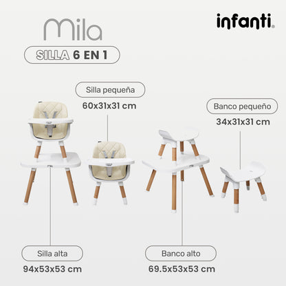 Silla Alta Lifestyle by Infanti Mila 6 en 1 Color Beige