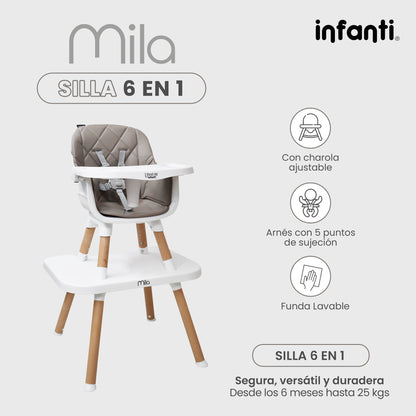 Silla Alta Lifestyle by Infanti Mila 6 en 1 Color Gris