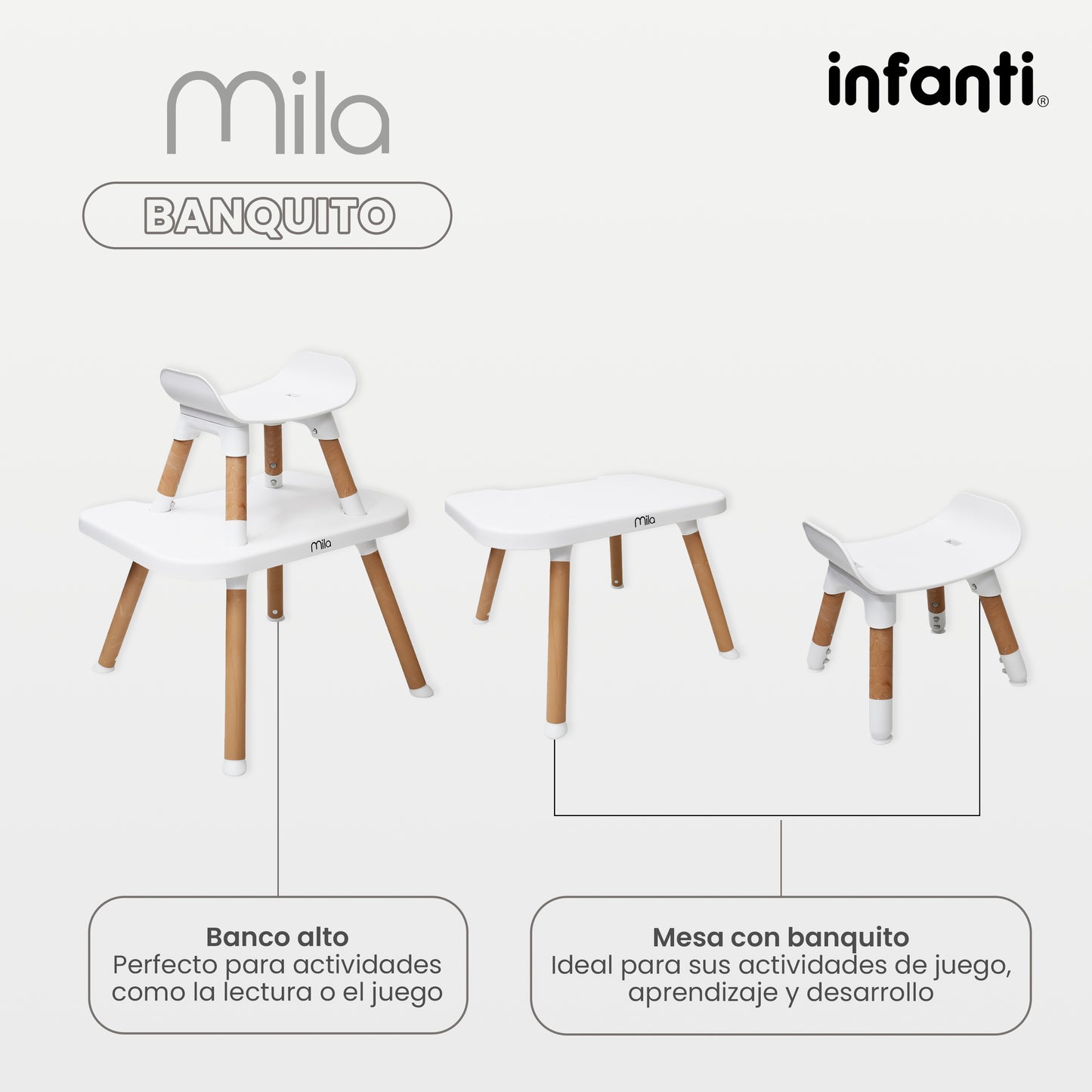 Silla Alta Lifestyle by Infanti Mila 6 en 1 Color Gris