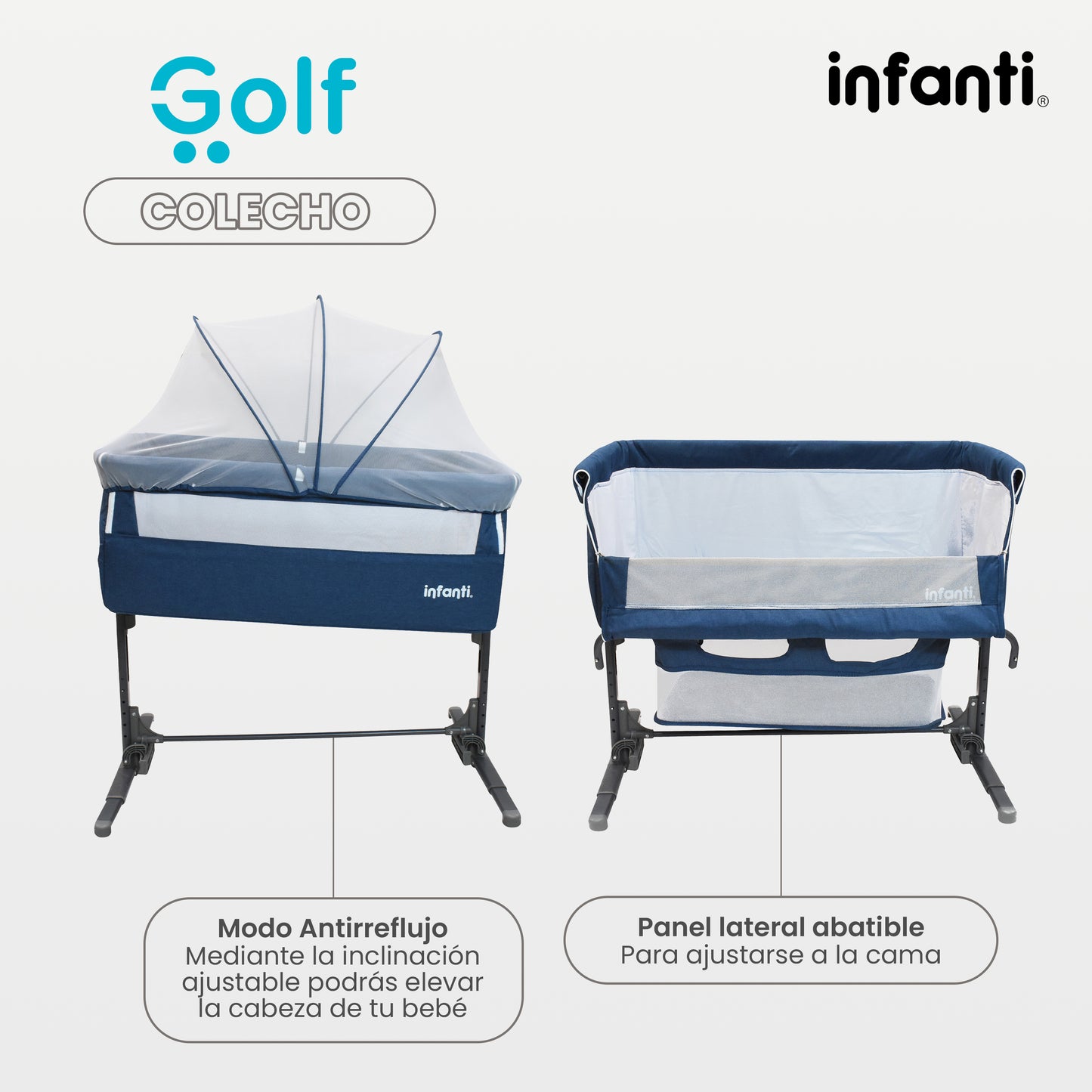 Cuna Colecho Infanti Golf Antireflujo y Mecedora
