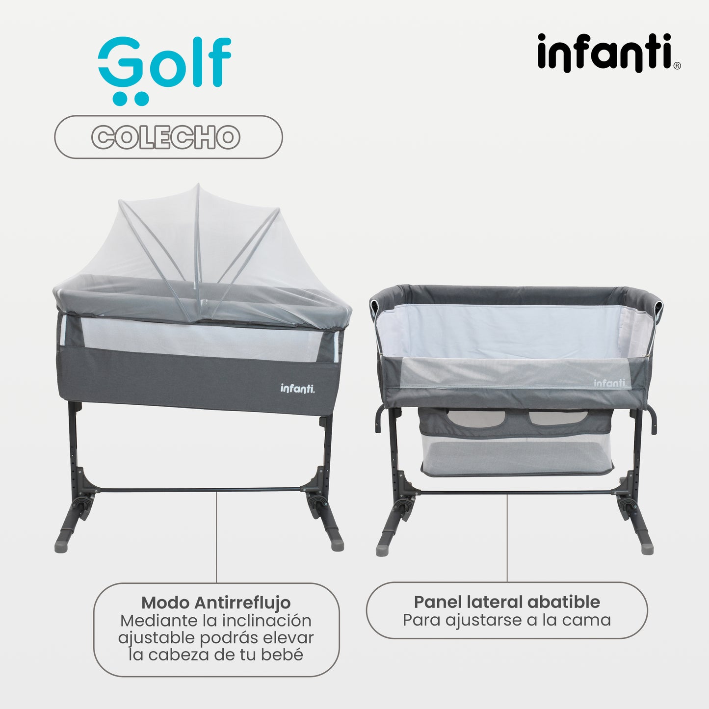 Cuna Colecho Infanti Golf Antireflujo y Mecedora