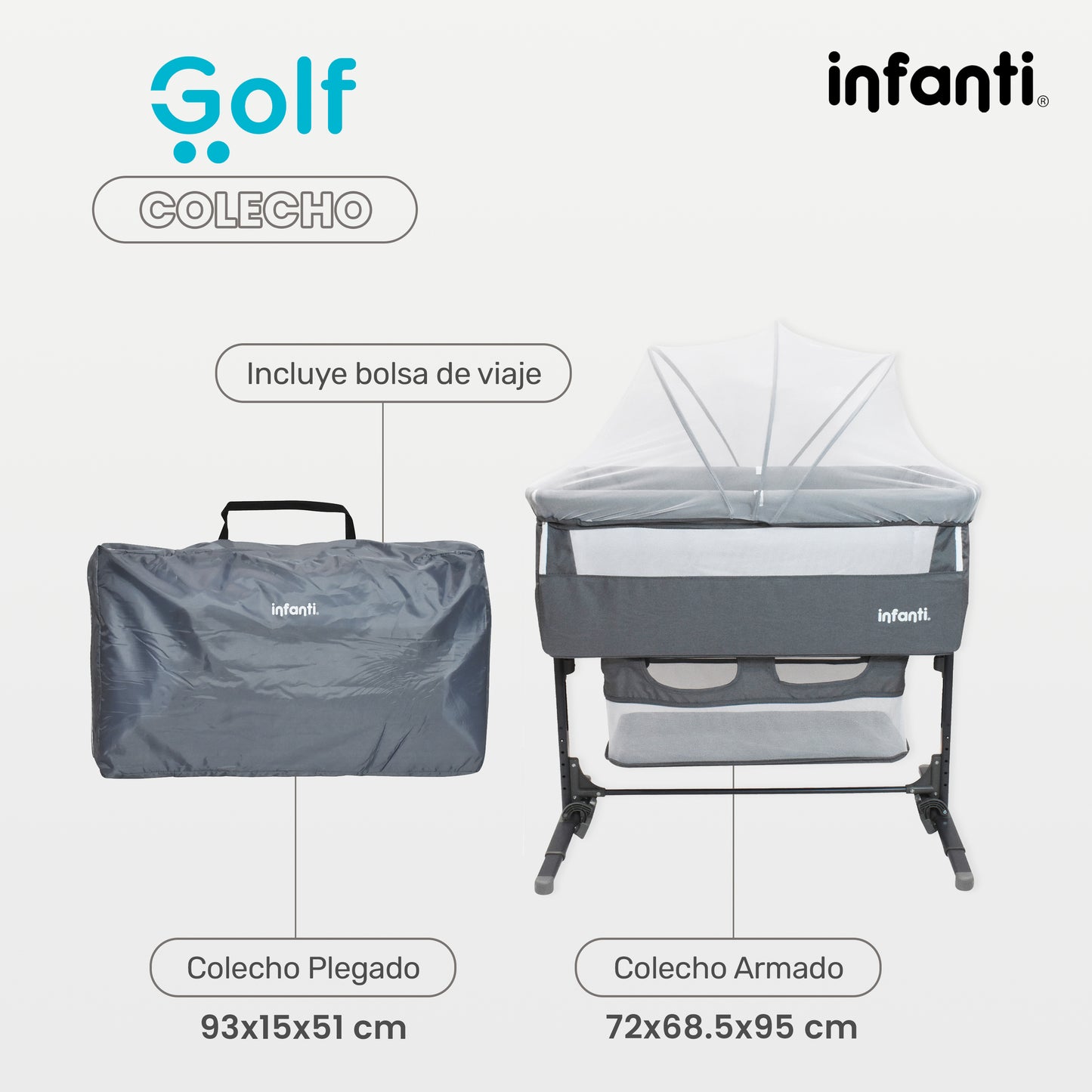Cuna Colecho Infanti Golf Antireflujo y Mecedora