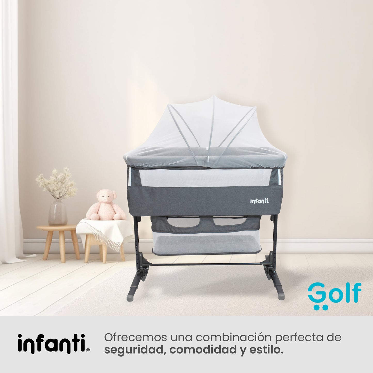 Cuna Colecho Infanti Golf Antireflujo y Mecedora