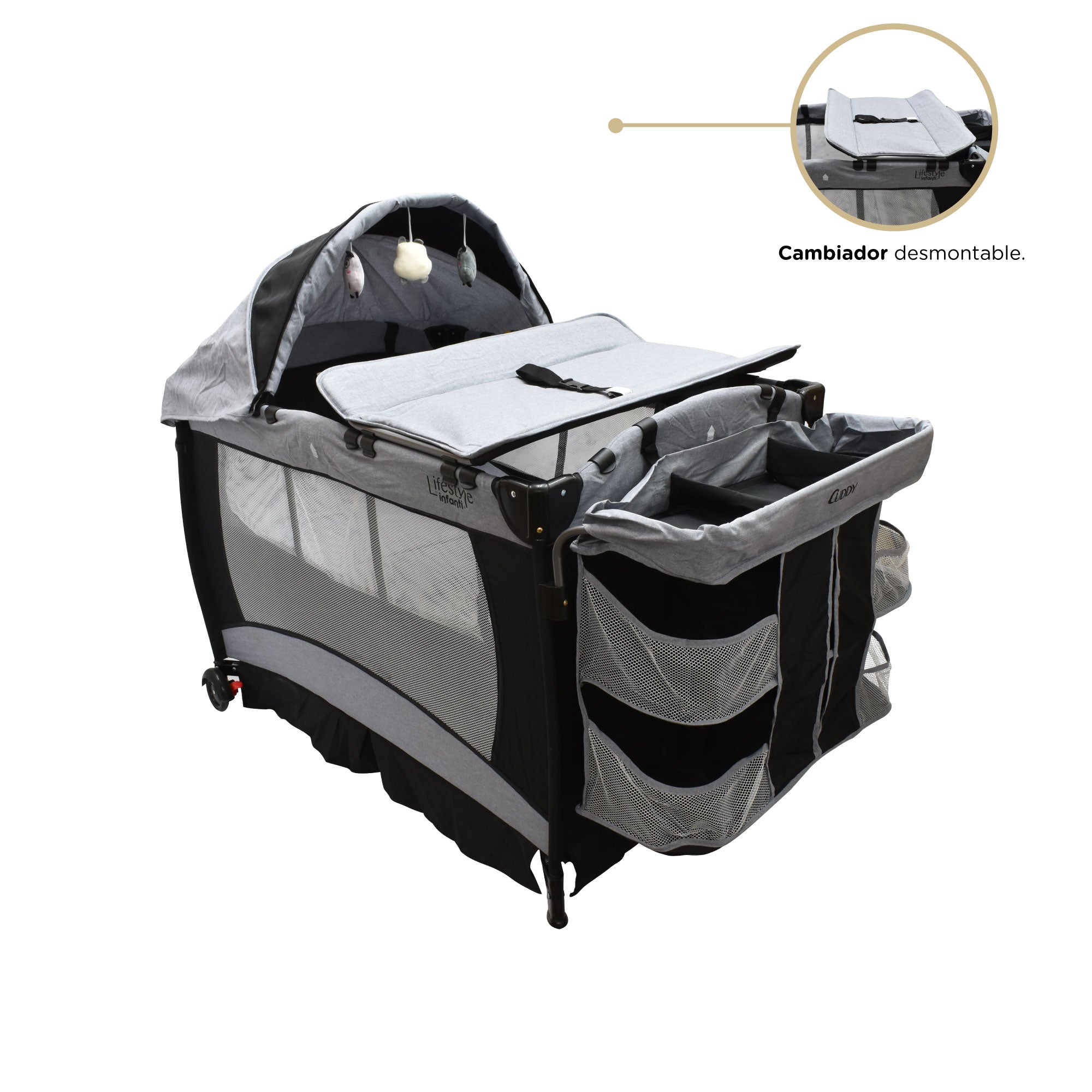 Carrito Playa Tectake Cuna De Viaje Plegable 126 X 65 X 80 Cm