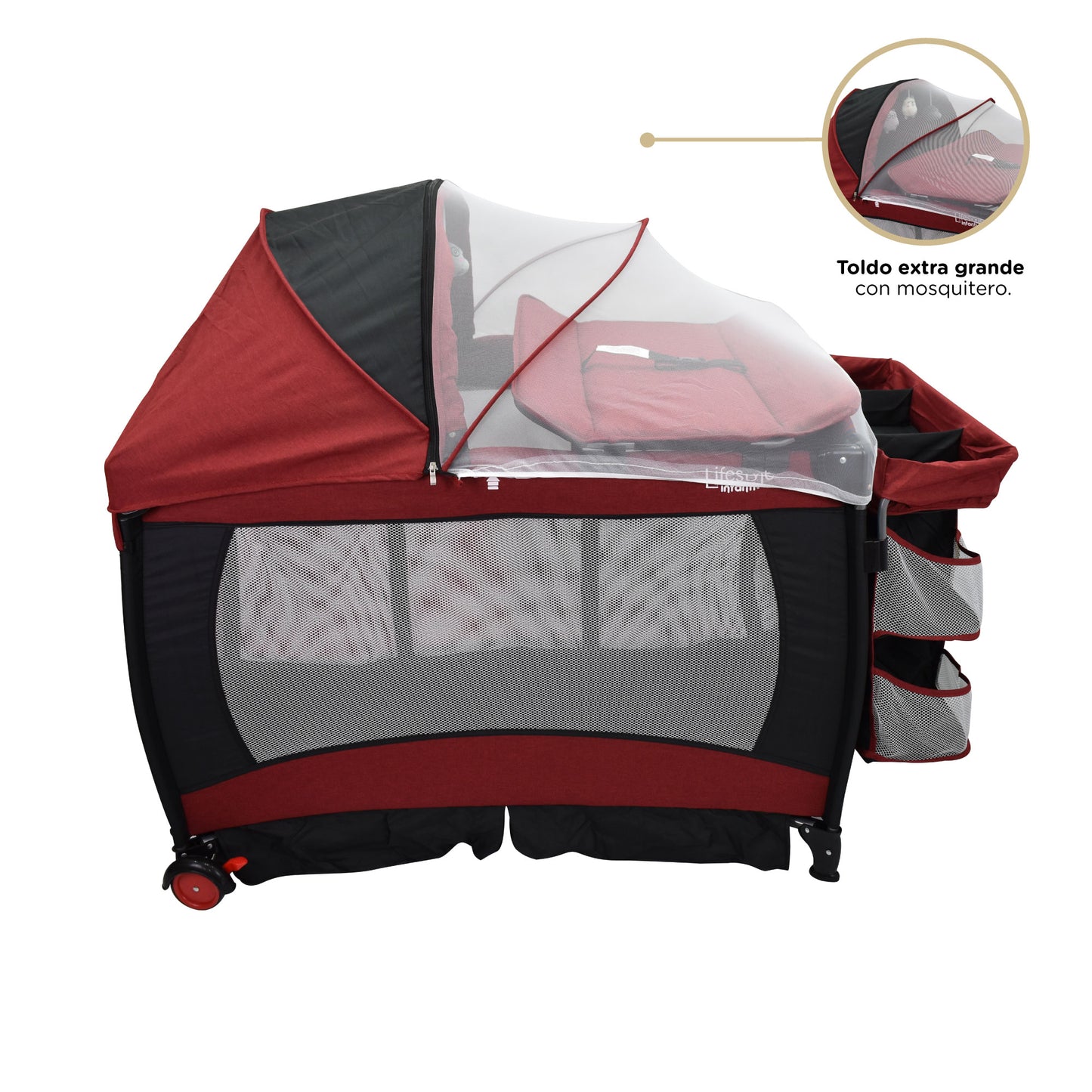 Cuna De Viaje Con Mosquitero, Organizador Y Cambiador