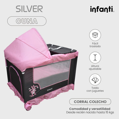 Cuna Corral Silver Infanti Colecho Para Bebé Plegable