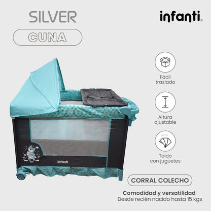 Cuna Corral Silver Infanti Colecho Para Bebé Plegable