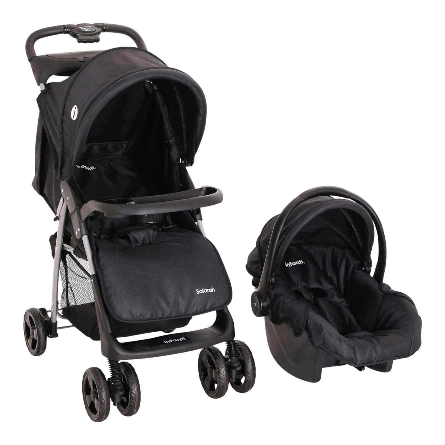 Infanti Carriola Sistema De Viaje Solarah Plegable Con Portabebé Gris Con Negro