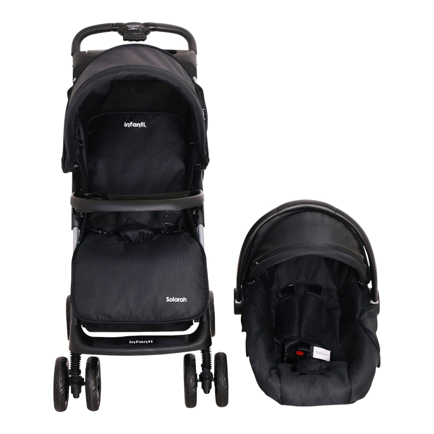 Infanti Carriola Sistema De Viaje Solarah Plegable Con Portabebé Gris Con Negro