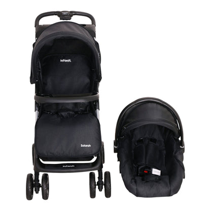 Infanti Carriola Sistema De Viaje Solarah Plegable Con Portabebé Gris Con Negro