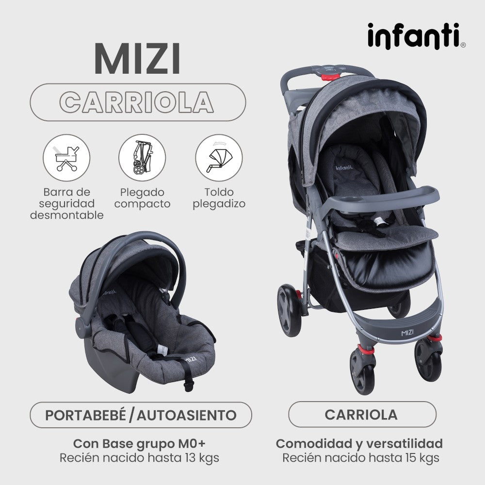 Carriola Infanit Mizi Con Sistema De Viaje Y Charola