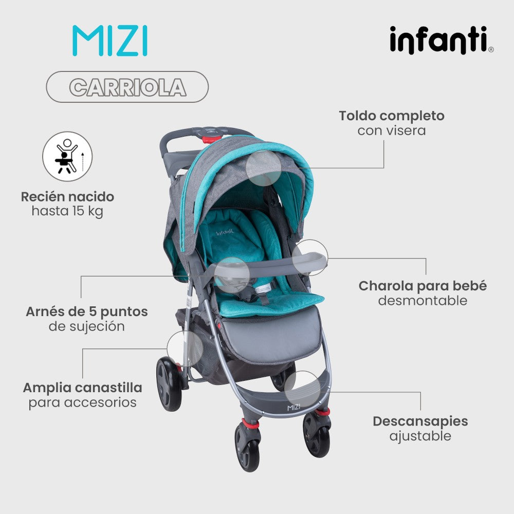 Carriola Infanit Mizi Con Sistema De Viaje Y Charola