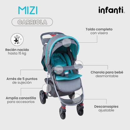 Carriola Infanit Mizi Con Sistema De Viaje Y Charola