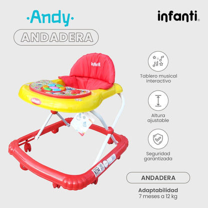 Andadera Musical Andy Infanti Plegable Para Bebé