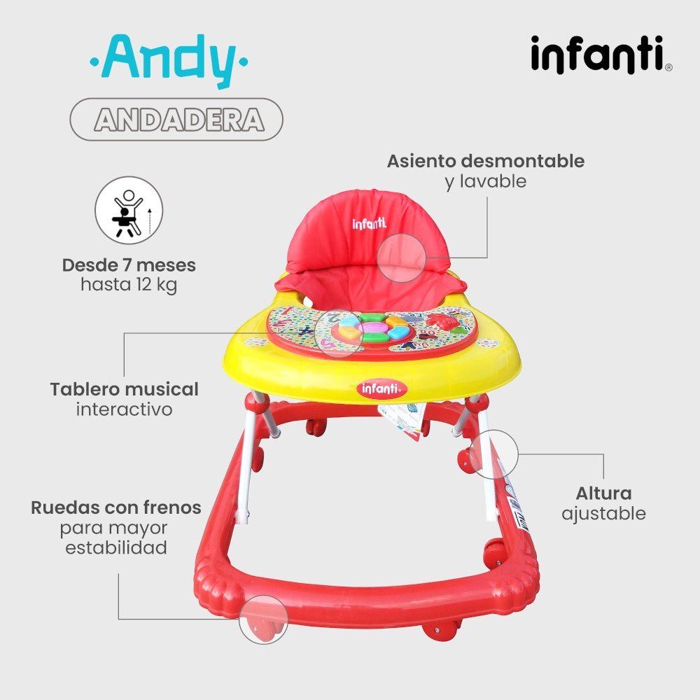 Andadera Musical Andy Infanti Plegable Para Bebé