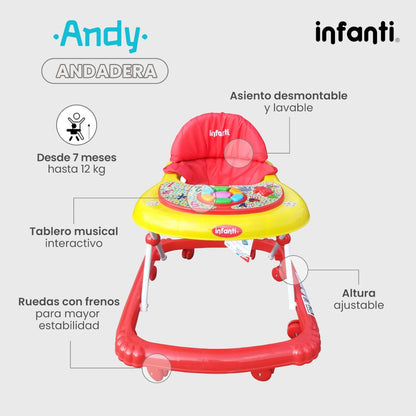 Andadera Musical Andy Infanti Plegable Para Bebé