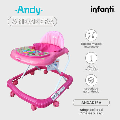 Andadera Musical Andy Infanti Plegable Para Bebé