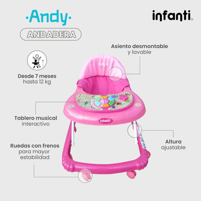 Andadera Musical Andy Infanti Plegable Para Bebé