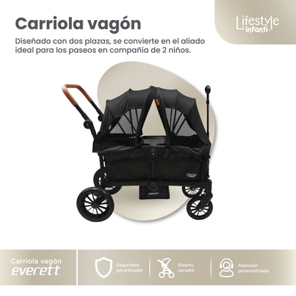Vagón Everett Con 2 Asientos y Toldos Desmontables