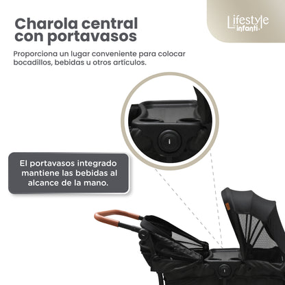 Vagón Everett Con 2 Asientos y Toldos Desmontables