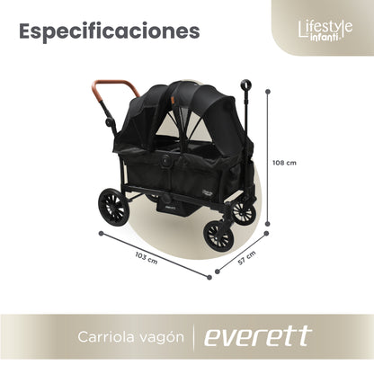 Vagón Everett Con 2 Asientos y Toldos Desmontables