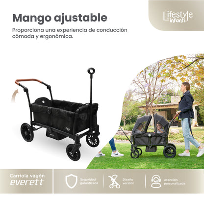Vagón Everett Con 2 Asientos y Toldos Desmontables