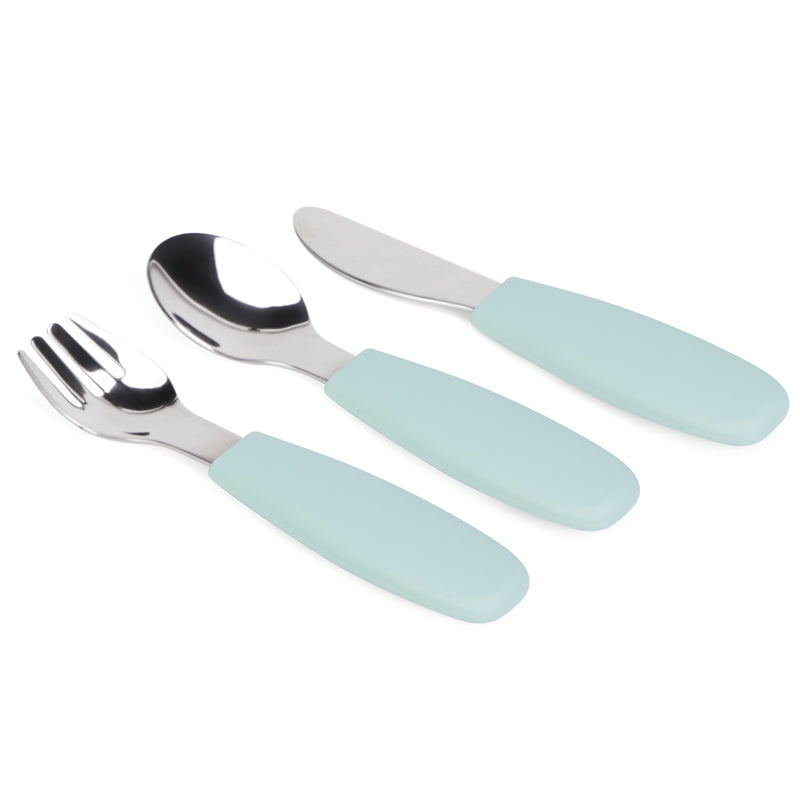 Set de Cubiertos 3 Piezas Cuchara Tenedor Y Cuchillo Con Mango Liso BPA Free