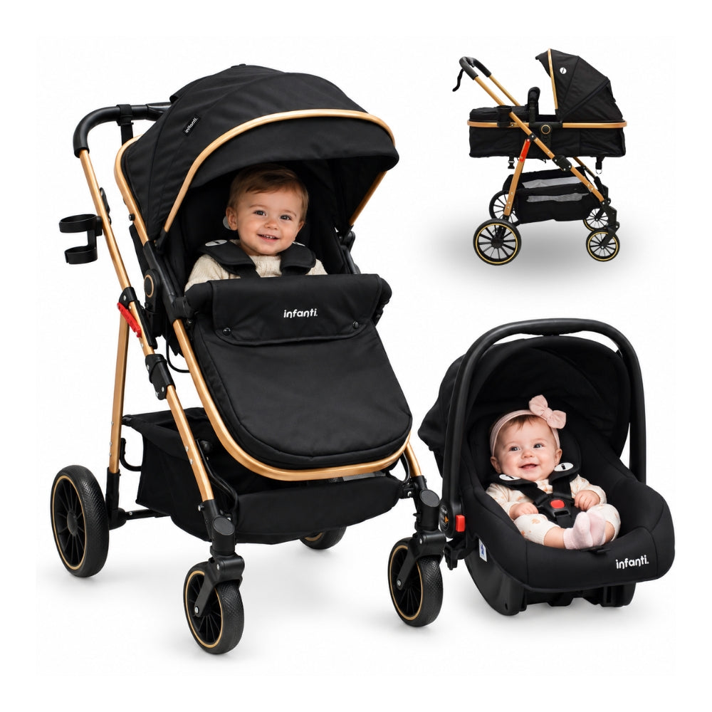 Carriola Travel System Welly Con Bambineto Reversible Portabebé Grupo 0+ Y Reclinación Ajustable