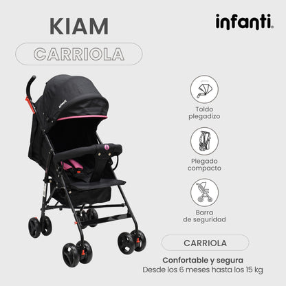 Carriola Para Bebe Kiam Compacta, Ligera, Plegable