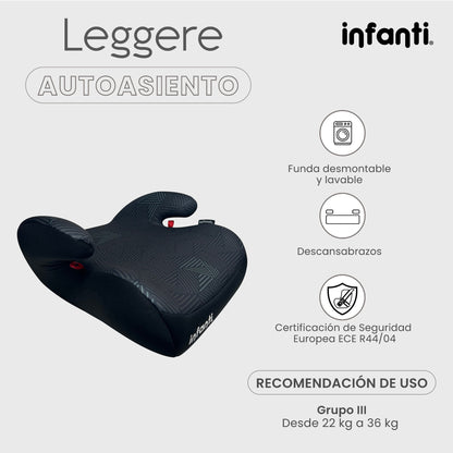 Autoasiento Tipo Booster Grupo III Con Descansabrazos Leggere