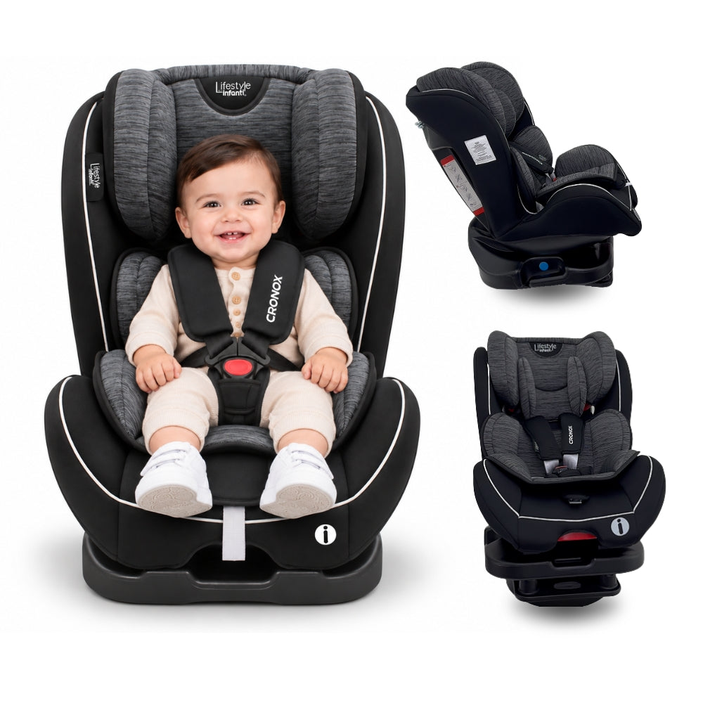 Autoasiento Cronox Con Base Grupo 0, 1, 2 y 3 Anclaje Universal Soporte De Cabeza Lumbar Ajustables