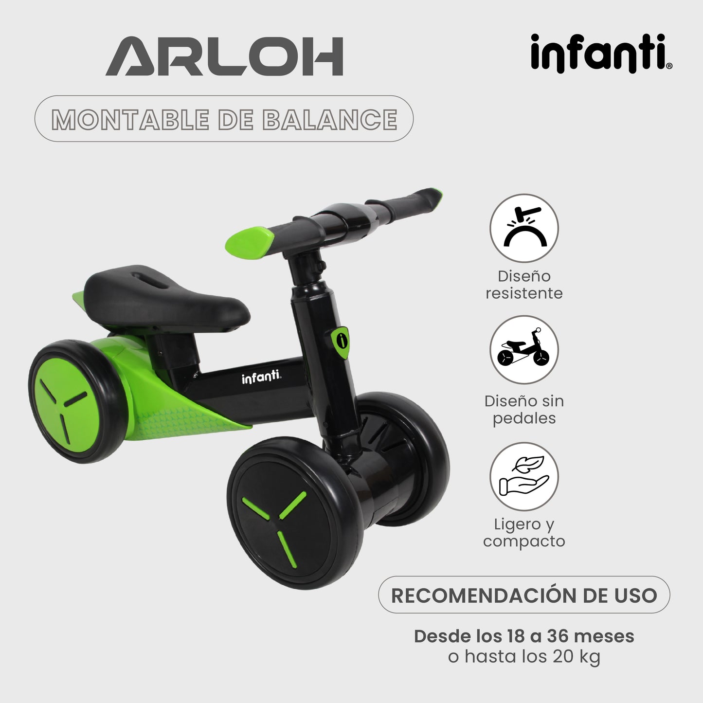 Bicicleta Montable De Balance Arloh Para Bebe Entrenador Sin Pedales