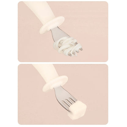 Set de Cubiertos 3 Piezas Cuchara Tenedor y Cuchillo Tope Antideslizante BPA Free