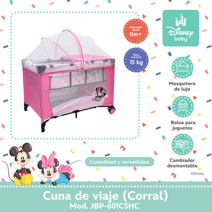 Cuna De Viaje Disney Adaptable Seguro Con Cambiador Desmontable