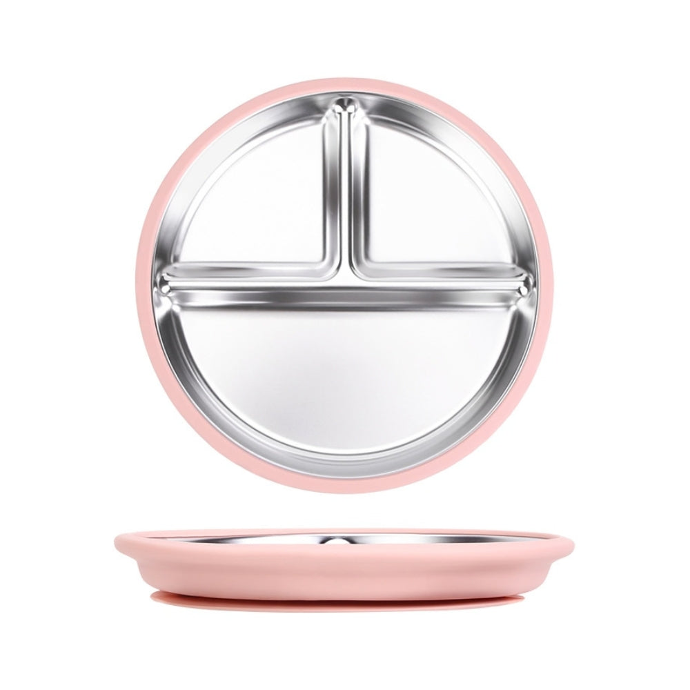 Plato De Acero Inoxidable Con Base De Succión Silicón Divisiones Y Diseño Térmico
