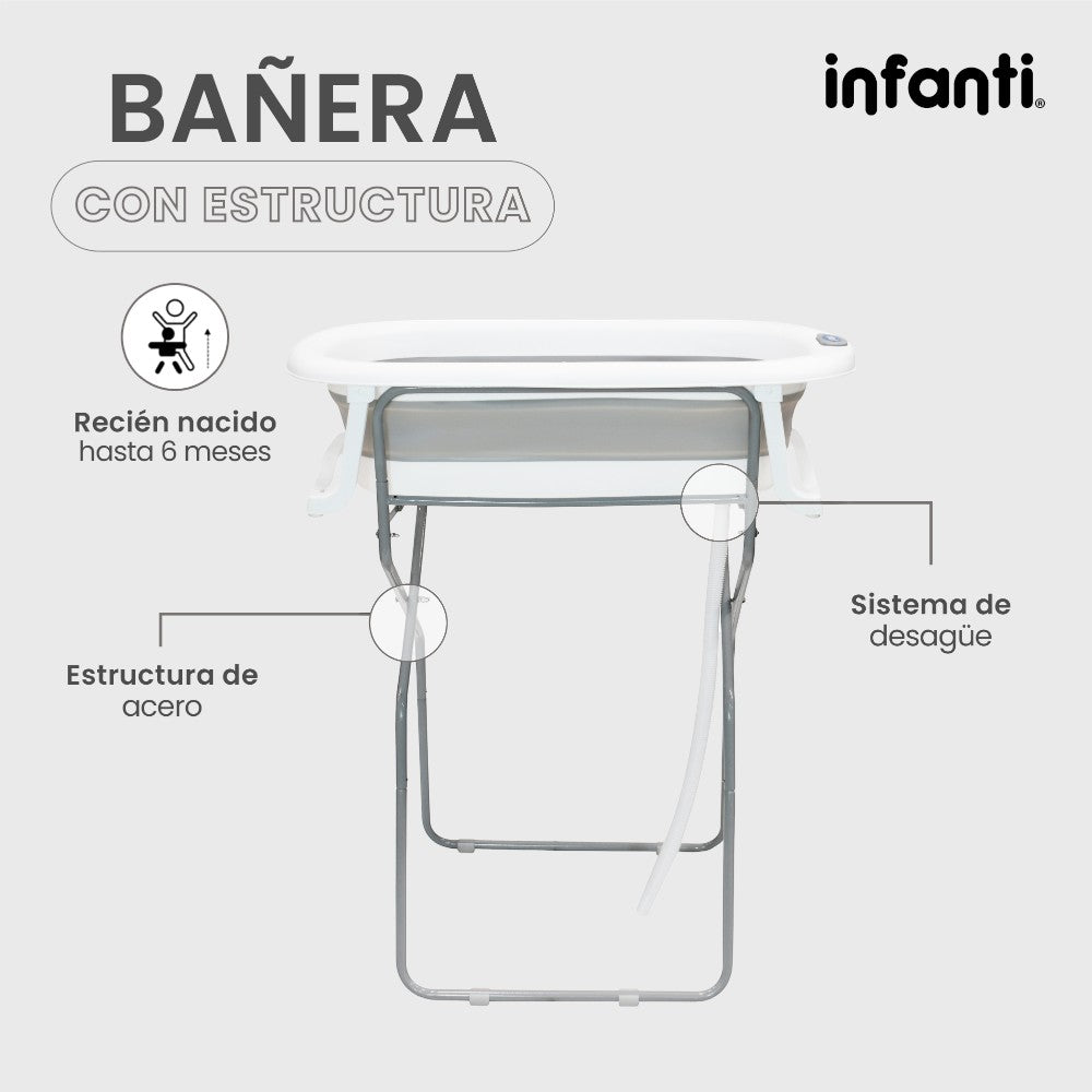 Bañera Plegable Infanti Gris Con Soporte