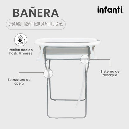 Bañera Plegable Infanti Gris Con Soporte