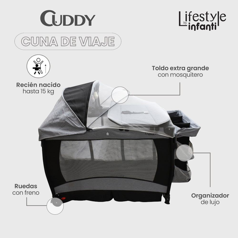 Cuna De Viaje Con Mosquitero, Organizador Y Cambiador