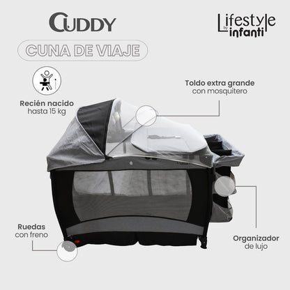 Cuna De Viaje Con Mosquitero, Organizador Y Cambiador