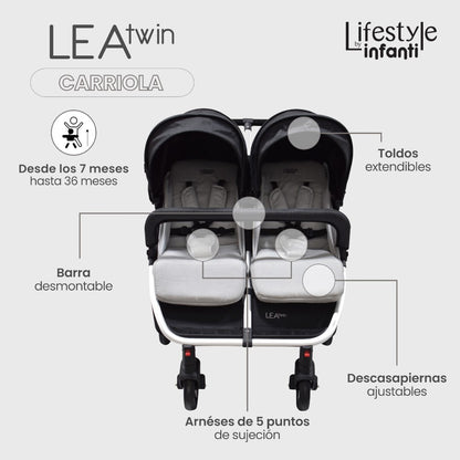 Carriola Doble Lifestyle By Infanti Lea Twin Color Negro