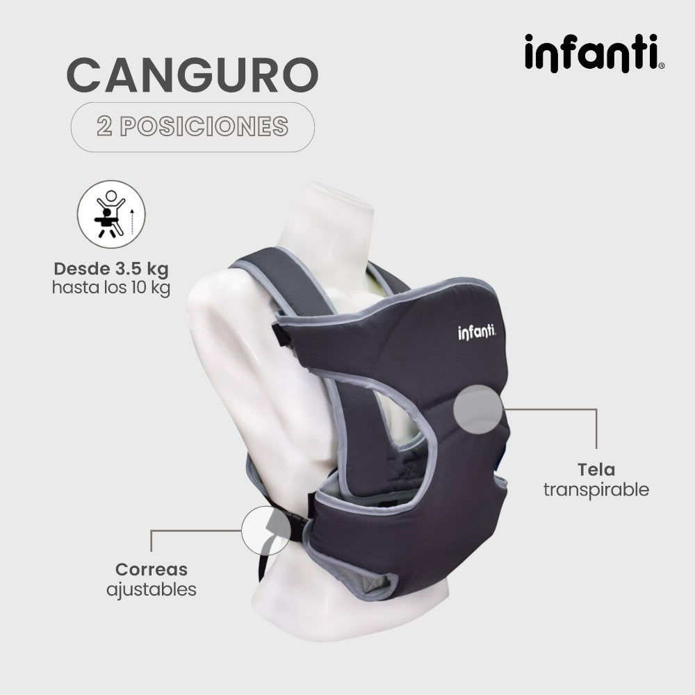 Canguro Infanti 2 Posiciones Cómodo y Seguro
