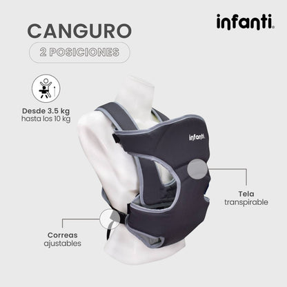 Canguro Infanti 2 Posiciones Cómodo y Seguro