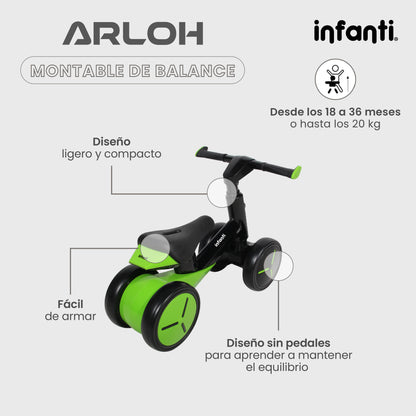 Bicicleta Montable De Balance Arloh Para Bebe Entrenador Sin Pedales