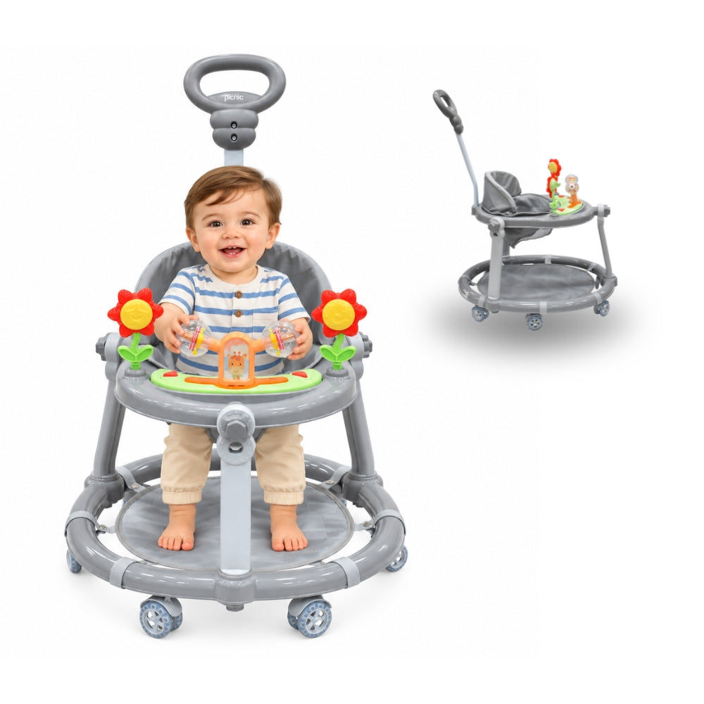 Andadera Picnic Con Tablero Interactivo Altura Ajustable Y Barra De Empuje