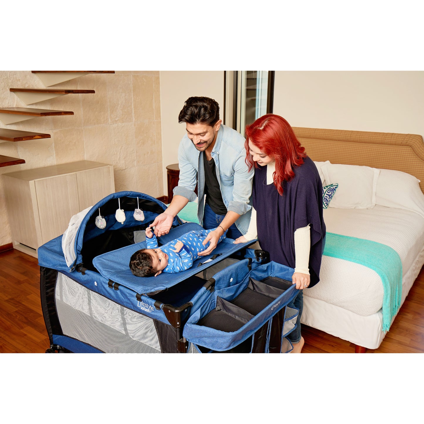 Cuna De Viaje Con Mosquitero, Organizador Y Cambiador