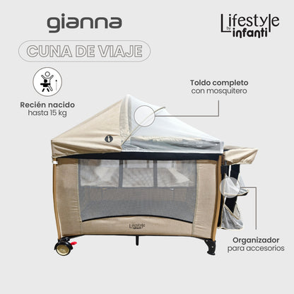 Cuna De Viaje Gianna 2 En 1 Con Cambiador Desmontable Portable