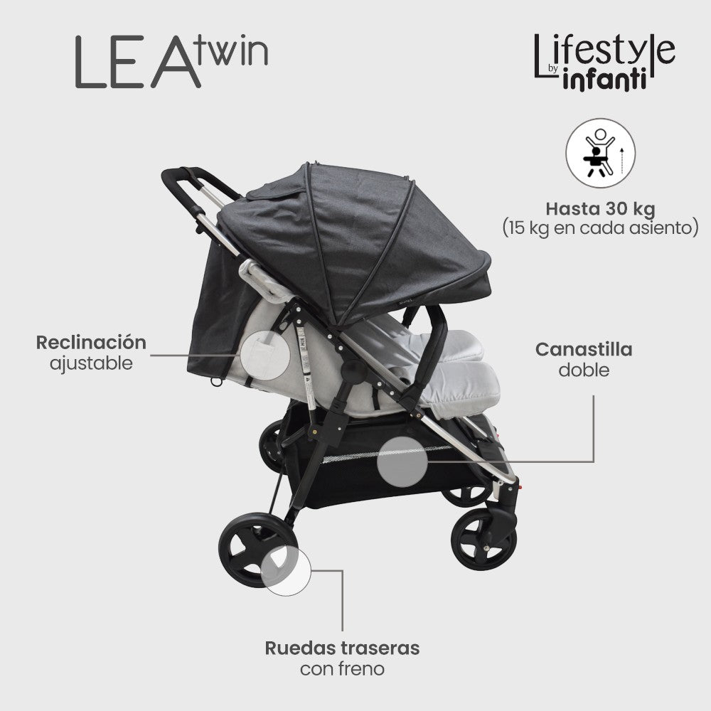 Carriola Doble Lifestyle By Infanti Lea Twin Color Negro