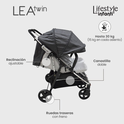 Carriola Doble Lifestyle By Infanti Lea Twin Color Negro